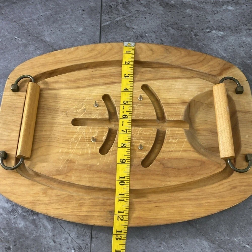 Vintage Gladmark Cutting Board Wooden‎ Handles MCM Meat Carving Charcuterie USA